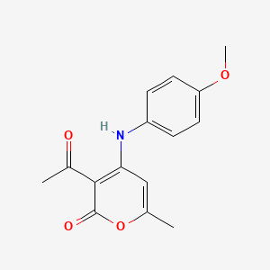 molecular formula C15H15NO4 B3749199 3-acetyl-4-[(4-methoxyphenyl)amino]-6-methyl-2H-pyran-2-one 