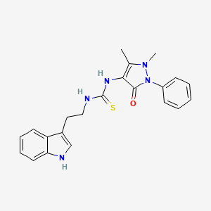 molecular formula C22H23N5OS B3749210 N-(1,5-dimethyl-3-oxo-2-phenyl-2,3-dihydro-1H-pyrazol-4-yl)-N'-[2-(1H-indol-3-yl)ethyl]thiourea 