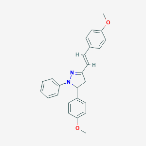 molecular formula C25H24N2O2 B374922 5-(4-methoxyphenyl)-3-[2-(4-methoxyphenyl)vinyl]-1-phenyl-4,5-dihydro-1H-pyrazole CAS No. 904927-15-7