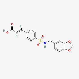 molecular formula C17H15NO6S B3749225 3-(4-{[(1,3-benzodioxol-5-ylmethyl)amino]sulfonyl}phenyl)acrylic acid 