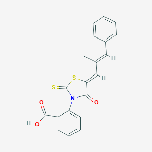 2-[5-(2-Methyl-3-phenylprop-2-enylidene)-4-oxo-2-thioxo-1,3-thiazolidin-3-yl]benzoic acid