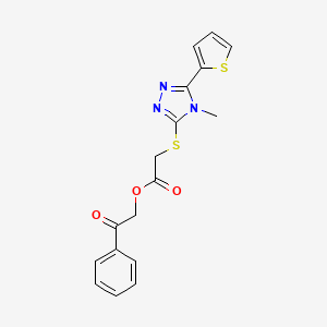 molecular formula C17H15N3O3S2 B3749364 2-oxo-2-phenylethyl {[4-methyl-5-(2-thienyl)-4H-1,2,4-triazol-3-yl]thio}acetate 