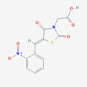 molecular formula C12H8N2O6S B374937 (5-{2-Nitrobenzylidene}-2,4-dioxo-1,3-thiazolidin-3-yl)acetic acid CAS No. 423153-34-8
