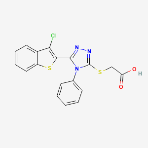 molecular formula C18H12ClN3O2S2 B3749370 {[5-(3-chloro-1-benzothien-2-yl)-4-phenyl-4H-1,2,4-triazol-3-yl]thio}acetic acid 