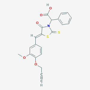 molecular formula C22H17NO5S2 B374943 {5-[3-Methoxy-4-(prop-2-ynyloxy)benzylidene]-4-oxo-2-thioxo-1,3-thiazolidin-3-yl}(phenyl)acetic acid 