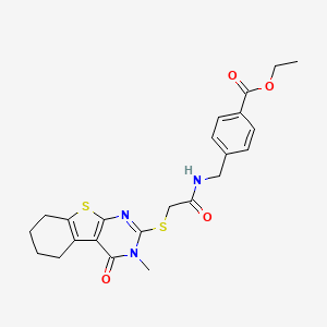 molecular formula C23H25N3O4S2 B3749435 ethyl 4-[({[(3-methyl-4-oxo-3,4,5,6,7,8-hexahydro[1]benzothieno[2,3-d]pyrimidin-2-yl)thio]acetyl}amino)methyl]benzoate 