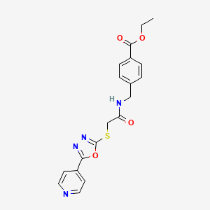molecular formula C19H18N4O4S B3749436 ethyl 4-{[({[5-(4-pyridinyl)-1,3,4-oxadiazol-2-yl]thio}acetyl)amino]methyl}benzoate 