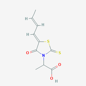 molecular formula C10H11NO3S2 B374946 2-(5-But-2-enylidene-4-oxo-2-thioxo-1,3-thiazolidin-3-yl)propanoic acid 