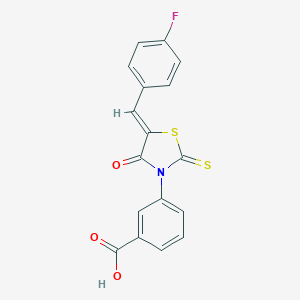 molecular formula C17H10FNO3S2 B374947 3-[5-(4-Fluoro-benzylidene)-4-oxo-2-thioxo-thiazolidin-3-yl]-benzoic acid 