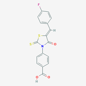 molecular formula C17H10FNO3S2 B374949 4-[5-(4-Fluorobenzylidene)-4-oxo-2-thioxo-1,3-thiazolidin-3-yl]benzoic acid CAS No. 862827-73-4