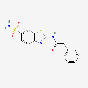 molecular formula C15H13N3O3S2 B3749537 N-[6-(aminosulfonyl)-1,3-benzothiazol-2-yl]-2-phenylacetamide 