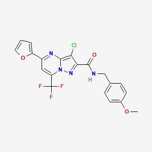 molecular formula C20H14ClF3N4O3 B3749591 3-chloro-5-(2-furyl)-N-(4-methoxybenzyl)-7-(trifluoromethyl)pyrazolo[1,5-a]pyrimidine-2-carboxamide 