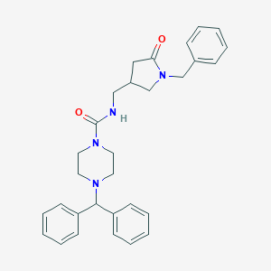 molecular formula C30H34N4O2 B374963 4-benzhydryl-N-[(1-benzyl-5-oxo-3-pyrrolidinyl)methyl]-1-piperazinecarboxamide 