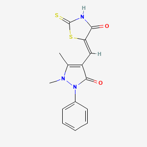 molecular formula C15H13N3O2S2 B3749642 5-[(1,5-dimethyl-3-oxo-2-phenyl-2,3-dihydro-1H-pyrazol-4-yl)methylene]-2-thioxo-1,3-thiazolidin-4-one 