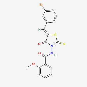 molecular formula C18H13BrN2O3S2 B3749736 N-[5-(3-bromobenzylidene)-4-oxo-2-thioxo-1,3-thiazolidin-3-yl]-2-methoxybenzamide 