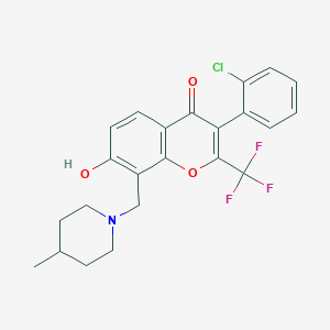 molecular formula C23H21ClF3NO3 B374974 3-(2-chlorophenyl)-7-hydroxy-8-[(4-methyl-1-piperidinyl)methyl]-2-(trifluoromethyl)-4H-chromen-4-one 