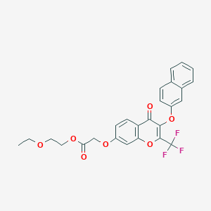 molecular formula C26H21F3O7 B374975 2-ethoxyethyl {[3-(2-naphthyloxy)-4-oxo-2-(trifluoromethyl)-4H-chromen-7-yl]oxy}acetate CAS No. 385391-44-6
