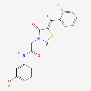molecular formula C18H13FN2O3S2 B3749799 2-[5-(2-fluorobenzylidene)-4-oxo-2-thioxo-1,3-thiazolidin-3-yl]-N-(3-hydroxyphenyl)acetamide 