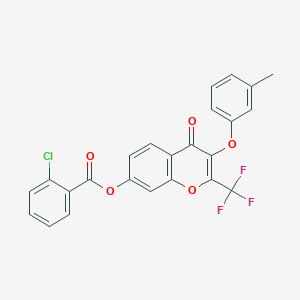 3-(3-methylphenoxy)-4-oxo-2-(trifluoromethyl)-4H-chromen-7-yl 2-chlorobenzoate