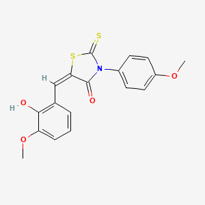 molecular formula C18H15NO4S2 B3749865 5-(2-hydroxy-3-methoxybenzylidene)-3-(4-methoxyphenyl)-2-thioxo-1,3-thiazolidin-4-one 