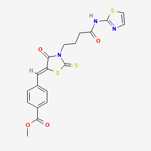 molecular formula C19H17N3O4S3 B3749873 methyl 4-({4-oxo-3-[4-oxo-4-(1,3-thiazol-2-ylamino)butyl]-2-thioxo-1,3-thiazolidin-5-ylidene}methyl)benzoate CAS No. 6069-89-2