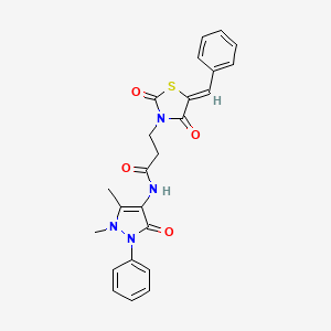 molecular formula C24H22N4O4S B3749895 3-(5-benzylidene-2,4-dioxo-1,3-thiazolidin-3-yl)-N-(1,5-dimethyl-3-oxo-2-phenyl-2,3-dihydro-1H-pyrazol-4-yl)propanamide 