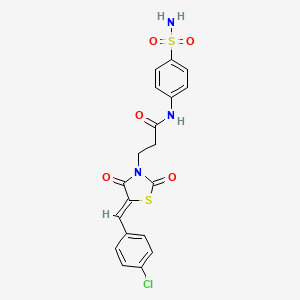 molecular formula C19H16ClN3O5S2 B3749896 N-[4-(aminosulfonyl)phenyl]-3-[5-(4-chlorobenzylidene)-2,4-dioxo-1,3-thiazolidin-3-yl]propanamide 