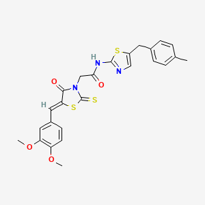 molecular formula C25H23N3O4S3 B3749902 2-[5-(3,4-dimethoxybenzylidene)-4-oxo-2-thioxo-1,3-thiazolidin-3-yl]-N-[5-(4-methylbenzyl)-1,3-thiazol-2-yl]acetamide 