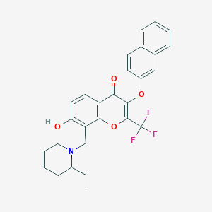 molecular formula C28H26F3NO4 B374992 8-[(2-ethyl-1-piperidinyl)methyl]-7-hydroxy-3-(2-naphthyloxy)-2-(trifluoromethyl)-4H-chromen-4-one CAS No. 459413-81-1