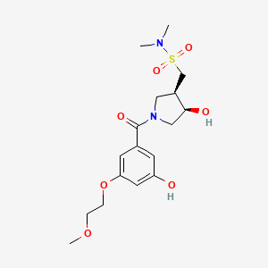 molecular formula C17H26N2O7S B3749931 1-{rel-(3R,4R)-4-hydroxy-1-[3-hydroxy-5-(2-methoxyethoxy)benzoyl]-3-pyrrolidinyl}-N,N-dimethylmethanesulfonamide 