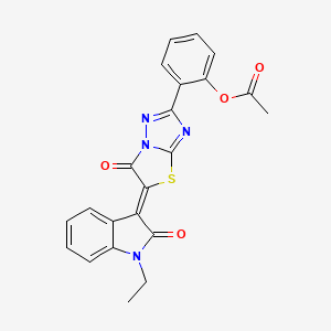2-[5-(1-ethyl-2-oxo-1,2-dihydro-3H-indol-3-ylidene)-6-oxo-5,6-dihydro[1,3]thiazolo[3,2-b][1,2,4]triazol-2-yl]phenyl acetate