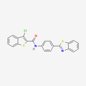 molecular formula C22H13ClN2OS2 B3749941 N-[4-(1,3-benzothiazol-2-yl)phenyl]-3-chloro-1-benzothiophene-2-carboxamide 