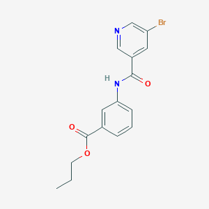 molecular formula C16H15BrN2O3 B3749946 propyl 3-{[(5-bromo-3-pyridinyl)carbonyl]amino}benzoate 
