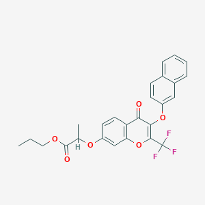 molecular formula C26H21F3O6 B374995 propyl 2-{[3-(2-naphthyloxy)-4-oxo-2-(trifluoromethyl)-4H-chromen-7-yl]oxy}propanoate 