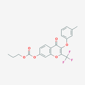 molecular formula C21H17F3O6 B3749976 3-(3-methylphenoxy)-4-oxo-2-(trifluoromethyl)-4H-chromen-7-yl propyl carbonate 