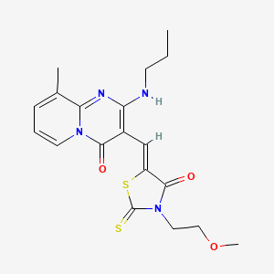 3-{[3-(2-methoxyethyl)-4-oxo-2-thioxo-1,3-thiazolidin-5-ylidene]methyl}-9-methyl-2-(propylamino)-4H-pyrido[1,2-a]pyrimidin-4-one