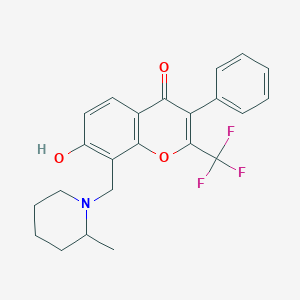 molecular formula C23H22F3NO3 B375002 7-hydroxy-8-[(2-methyl-1-piperidinyl)methyl]-3-phenyl-2-(trifluoromethyl)-4H-chromen-4-one CAS No. 385418-85-9
