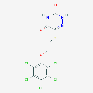 molecular formula C11H6Cl5N3O3S B3750023 6-{[2-(pentachlorophenoxy)ethyl]thio}-1,2,4-triazine-3,5(2H,4H)-dione 