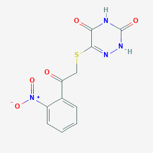 molecular formula C11H8N4O5S B3750027 6-{[2-(2-nitrophenyl)-2-oxoethyl]thio}-1,2,4-triazine-3,5(2H,4H)-dione 