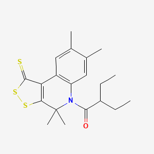 molecular formula C20H25NOS3 B3750122 5-(2-ethylbutanoyl)-4,4,7,8-tetramethyl-4,5-dihydro-1H-[1,2]dithiolo[3,4-c]quinoline-1-thione 