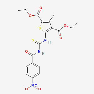 molecular formula C19H19N3O7S2 B3750137 diethyl 3-methyl-5-({[(4-nitrobenzoyl)amino]carbonothioyl}amino)-2,4-thiophenedicarboxylate 