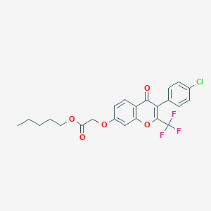 molecular formula C23H20ClF3O5 B375018 pentyl {[3-(4-chlorophenyl)-4-oxo-2-(trifluoromethyl)-4H-chromen-7-yl]oxy}acetate 