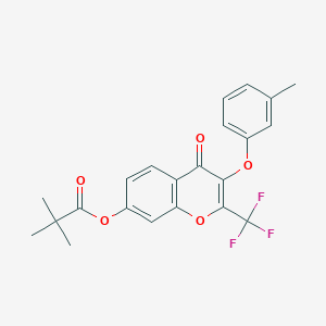 molecular formula C22H19F3O5 B375021 3-(3-methylphenoxy)-4-oxo-2-(trifluoromethyl)-4H-chromen-7-yl 2,2-dimethylpropanoate 