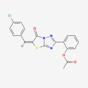 molecular formula C19H12ClN3O3S B3750230 2-[5-(4-chlorobenzylidene)-6-oxo-5,6-dihydro[1,3]thiazolo[3,2-b][1,2,4]triazol-2-yl]phenyl acetate 