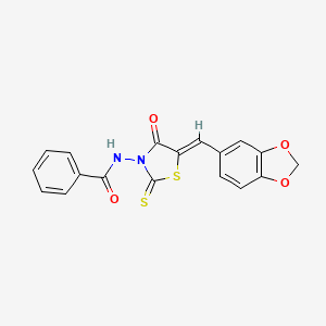molecular formula C18H12N2O4S2 B3750237 N-[5-(1,3-benzodioxol-5-ylmethylene)-4-oxo-2-thioxo-1,3-thiazolidin-3-yl]benzamide 