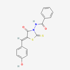 molecular formula C17H12N2O3S2 B3750241 N-[5-(4-hydroxybenzylidene)-4-oxo-2-thioxo-1,3-thiazolidin-3-yl]benzamide 