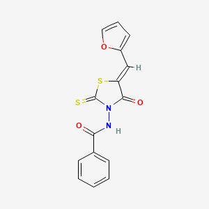molecular formula C15H10N2O3S2 B3750242 N-[5-(2-furylmethylene)-4-oxo-2-thioxo-1,3-thiazolidin-3-yl]benzamide 