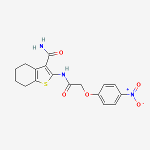 molecular formula C17H17N3O5S B3750246 2-{[(4-nitrophenoxy)acetyl]amino}-4,5,6,7-tetrahydro-1-benzothiophene-3-carboxamide 