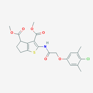 molecular formula C21H22ClNO6S B375026 dimethyl 2-{[(4-chloro-3,5-dimethylphenoxy)acetyl]amino}-5,6-dihydro-4H-cyclopenta[b]thiophene-3,4-dicarboxylate CAS No. 383892-01-1