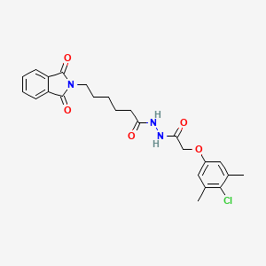 molecular formula C24H26ClN3O5 B3750298 N'-[(4-chloro-3,5-dimethylphenoxy)acetyl]-6-(1,3-dioxo-1,3-dihydro-2H-isoindol-2-yl)hexanohydrazide 